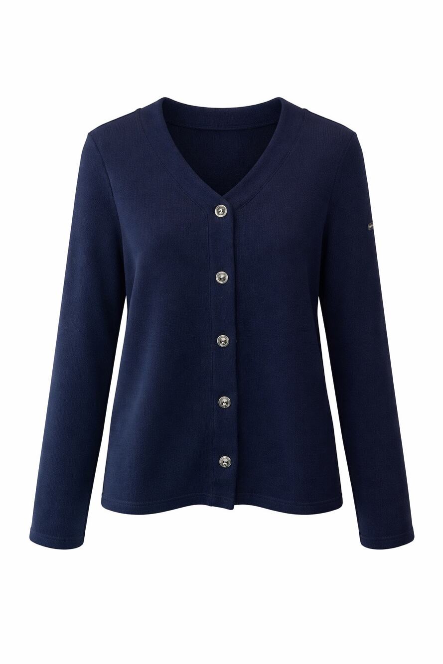 SAINT JAMES L’ATELIER Navy Blue Cardigan Wool Blend French Knit Sweater Sz 10